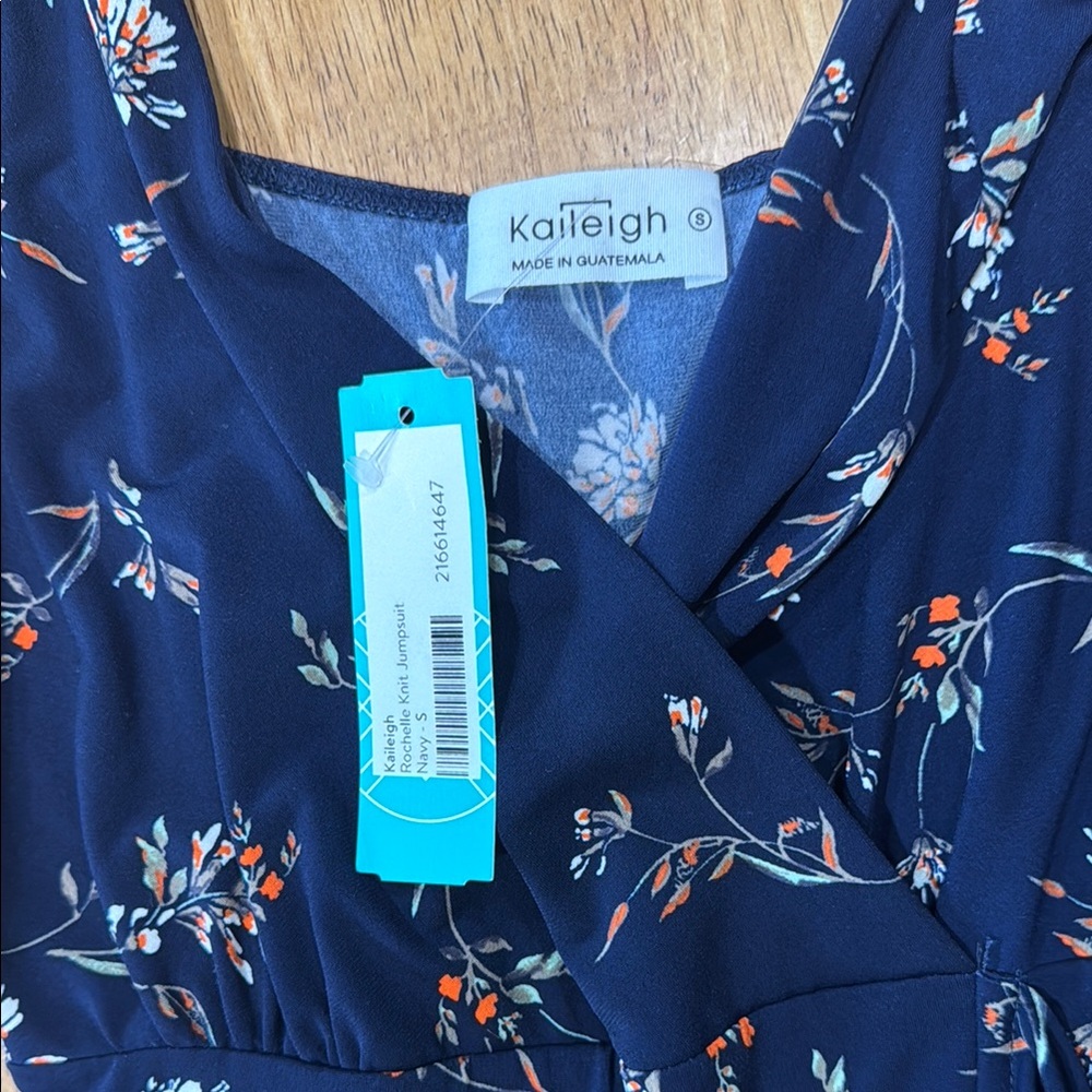 Kaileigh Navy Floral Wrap Jumpsuit - Picture 2 of 2